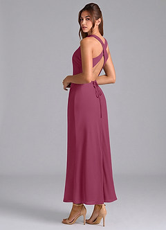 Azazie Evadne Brautjungfernkleider Etui Plissee Chiffon Kleid Maulbeerrot image2