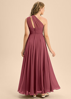 Azazie Charlize Junior Jurk van Chiffon met A-Lijn Geplooid Merlot image2