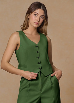 front Rowan Olive Refined Weave Performance vest