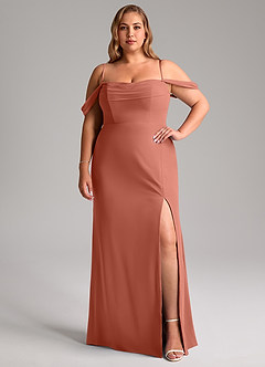 Azazie Saige Bridesmaid Dresses Clay A-Line Off the Shoulder Chiffon Convertible Dress image13