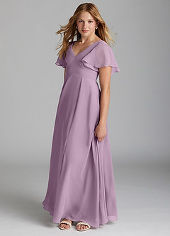 Azazie Kimber Junior Wisteria A-Line Pleated Chiffon Dress image3