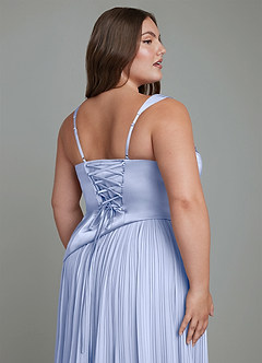 Azazie Stephanie Brautjungfernkleider A-Linie Plissee Stretch-Satin Kleid Eis image12