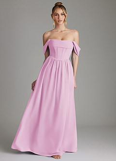 Azazie Caterina Bridesmaid Dresses Candy Pink A-Line Corset Chiffon Dress image1