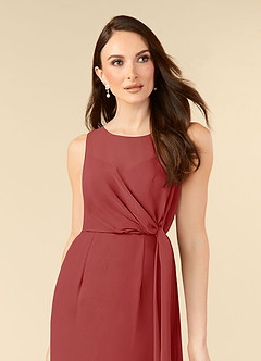 Azazie Marchioness Mother of the Bride Dresses Rust A-Line Scoop Pleated Chiffon Dress image5