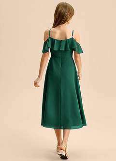 Azazie Kamilla Junior Jurk van Chiffon met A-Lijn Off the Shoulder Smaragd image2