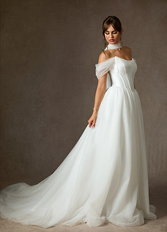 Azazie Adalyn Wedding Dresses Diamond White Ball-Gown Tulle Dress image1