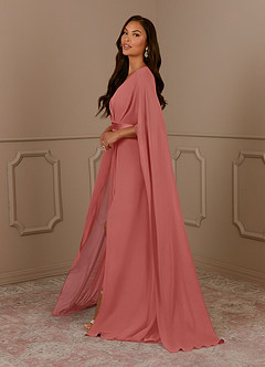 Azazie Isa Mère de la mariée Robes Robe Trapèze en Mousseline de soie Col V plissé Antique Rose image2