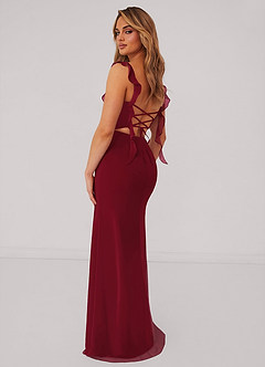 Barbie ♥ Azazie Bridesmaid Dresses Burgundy Mermaid Corset Chiffon Dress image3