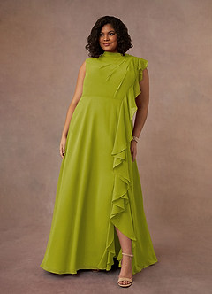 Azazie Narine 신부의 어머니 드레스 A라인 주름진 쉬폰 플로어 길이 드레스 image7