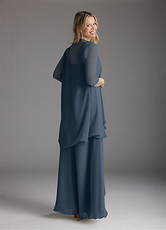 Azazie Weisz Mère de la mariée Robes Robe Trapèze en Mousseline de soie Encolure carrée plissée Neptune image2