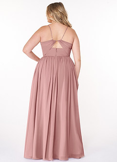 Azazie Cora Robes de demoiselle d'honneur Robe Trapèze en Mousseline de soie Plissée Rose Poussiéreuse image7