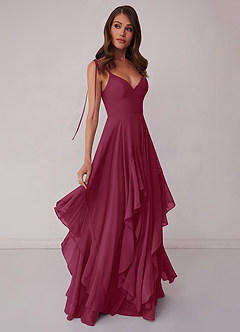 Barbie ♥ Azazie Bridesmaid Dresses Mulberry A-Line Bow Chiffon Dress image1