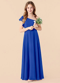 Azazie Arabella Junior Royal Blue A-Line Ruched Chiffon Dress image3