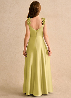 Azazie Rosita Girls Formal Flower Girl Dresses Canary A-Line Pleated Stretch Satin Dress image5