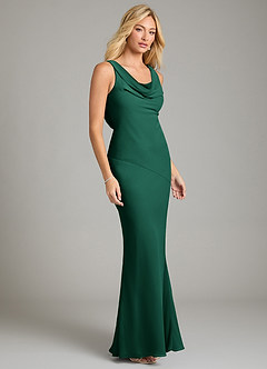 Azazie Rylina Bridesmaid Dresses Emerald Mermaid Pleated Chiffon Dress image5