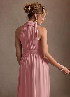 Azazie Antoinette Mère de la mariée Robes Robe Trapèze en Mousseline de soie Plissé Rose Poussiéreuse image7