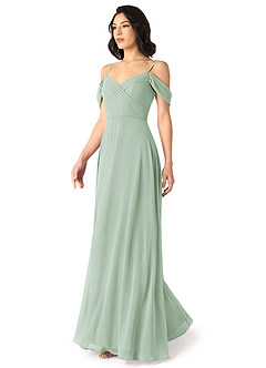 Azazie Tancie Bridesmaid Dresses Agave A-Line Off the Shoulder Chiffon Convertible Dress image3
