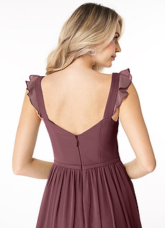 Azazie Stassie Final Sale Sangria A-Line Sweetheart Ruched Chiffon Dress image6