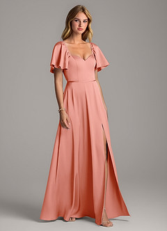 Azazie Chloe Robes de demoiselle d'honneur Robe Trapèze en Satin extensible Encolure en Forme de Cœur Corail image5