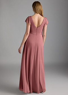 Azazie Omari Robes de demoiselle d'honneur Robe Trapèze en Maille Rose Du Désert image4