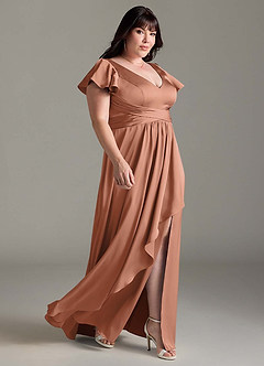 Azazie Omari Vestidos de damas de honor Vestido de Bronceador de Satén Elástico de Corte en A image11