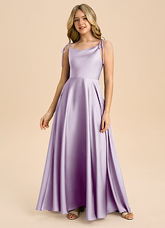 Azazie Popsy Junior Linia A Ukłon Satyna elastyczna Długość podłogi Młodsza druhna Sukienka image3