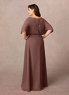 Azazie Oksana Vestidos para mãe da noiva Vestido Café Expresso de Chiffon de Linha A com Plissado image9