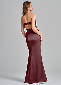 Azazie Olea Final Sale Sangria Mermaid Strapless Stretch Satin Convertible Dress image5