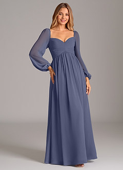 Azazie Alia Bridesmaid Dresses Stormy A-Line Long Sleeve Chiffon Dress image5