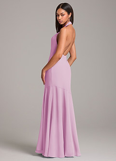 Azazie Lorena Abiti da Damigella Abito Sirena in Chiffon Plissettato Rosa Confetto image6