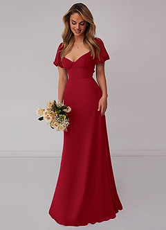 Barbie ♥ Azazie Bridesmaid Dresses Scarlet A-Line Pleated Chiffon Dress image6