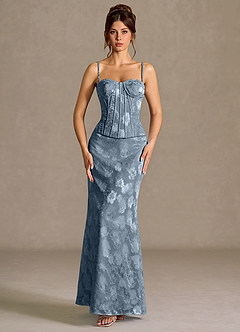 Mireya Dusty Blue Corset Two-Piece Prom Dress image3