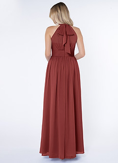 Azazie Iman Bridesmaid Dresses Terracotta A-Line A-Line Ruched Chiffon Dress image2