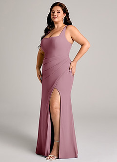 Azazie Mero Bridesmaid Dresses Vintage Mauve Sheath Pleated Chiffon Dress image12