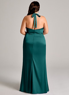 Azazie Valerie Vestidos de damas de honor Vestido de Pavo Real de Satén Elástico de Corte Sirena con Plisado image6