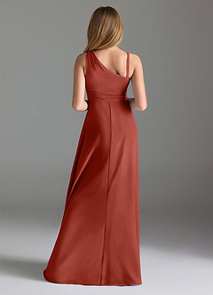 Azazie Dallas Junior Terracotta A-Line Pleated Chiffon Dress image2