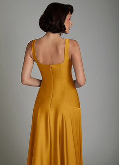 Azazie Reina Bridesmaid Dresses Butterscotch A-Line Pleated Stretch Satin Dress image4