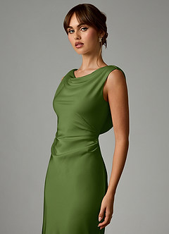 Azazie Kieryn Brautjungfernkleider Meerjungfrau-Linie Plissee Stretch-Satin Kleid Wacholder image6