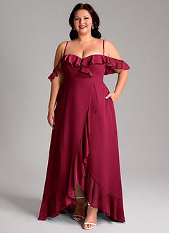 Azazie Lyra Bridesmaid Dresses Burgundy A-Line Chiffon Convertible Dress image6