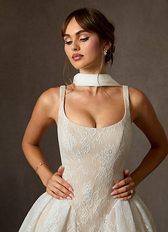 Azazie Dawn Robes de mariée Robe Trapèze en Dentelle Diamant Blanc Champagne image6