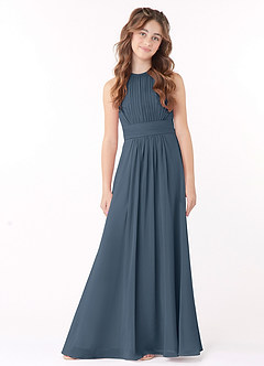 Azazie Bonnie Junior Neptune A-Line Pleated Chiffon Dress image1