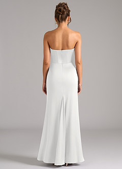 Azazie Debby Jurken voor bruidsmeisjes Converteerbaar Jurk van Stretch Satijn met Zeemeermin Strapless Wit image7