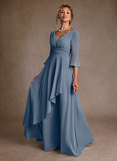 Azazie Eire Kleider für die Brautmutter A-Linie Plissee Chiffon Kleid Zwielichtviolett image3