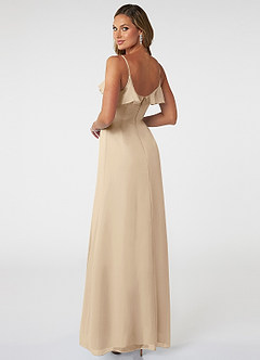 Azazie Natalia Final Sale Champagne A-Line Chiffon Dress image4