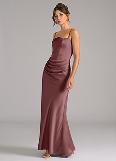 Azazie Debby Bridesmaid Dresses Vintage Mauve Mermaid Strapless Stretch Satin Convertible Dress image6