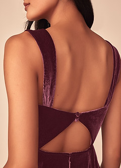 Azazie Lanessa Bridesmaid Dresses Raspberry Mermaid V-Neck Keyhole Back Velvet Dress image4