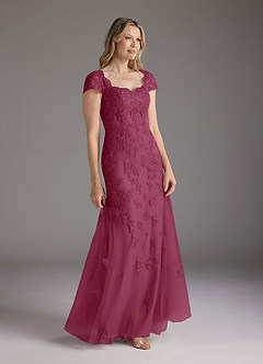 Azazie Marbella Mother of the Bride Dresses Mulberry Mermaid Queen Anne Sequins Lace Dress image3