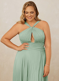 Christian Siriano Bridal for Azazie 1009 Bridesmaid Dresses Agave A-Line Pleated Chiffon Dress image13
