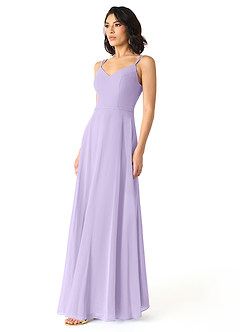 Azazie Janine Bridesmaid Dresses Lilac A-Line V-Neck Chiffon Dress image2