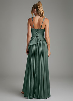 Azazie Stephanie Bridesmaid Dresses Sea Moss A-Line Corset Stretch Satin Dress image2